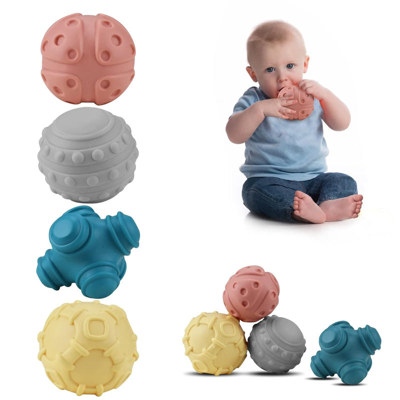 Baby Soft Textured Ball Set,Sensory Ball Toys,Sound&Bath Toys Balls,Suitabl