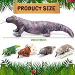 5 Pieces Komodo Dragon Plush Toy Set 26 Inch Monitor Lizard Stuffed Animal With 4 Plush Baby Lizards, Stuffed Komodo Dragon Plush Giant Lizard For Boy Girl Birthday Gift Pet Party Favor