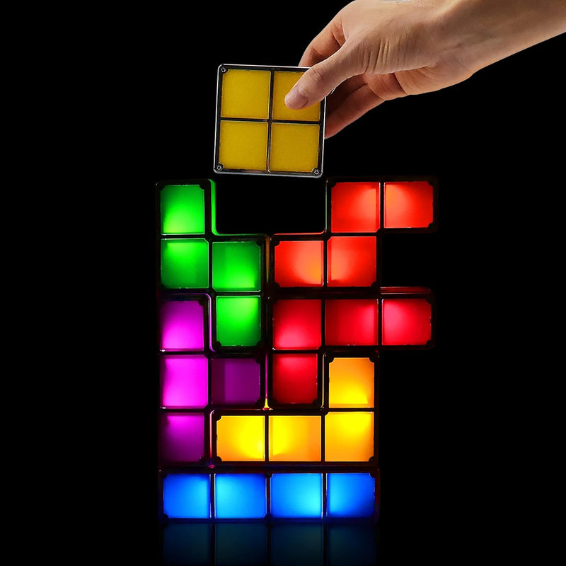 Night Light,Diy Stackable Led 7 Colors Interlocking Induction Novelty Desk