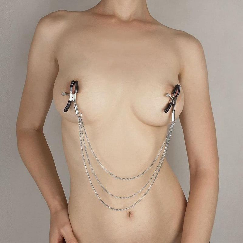 Nipple Clamp With Chain Breast Clips Nipple Stimulator Bdsm Restraint Kits Adult Sex Toys For Women Solo Play Or Couples Fun Adjustable Fetish Nipple Teasers Breast Sensual Nipple Clips