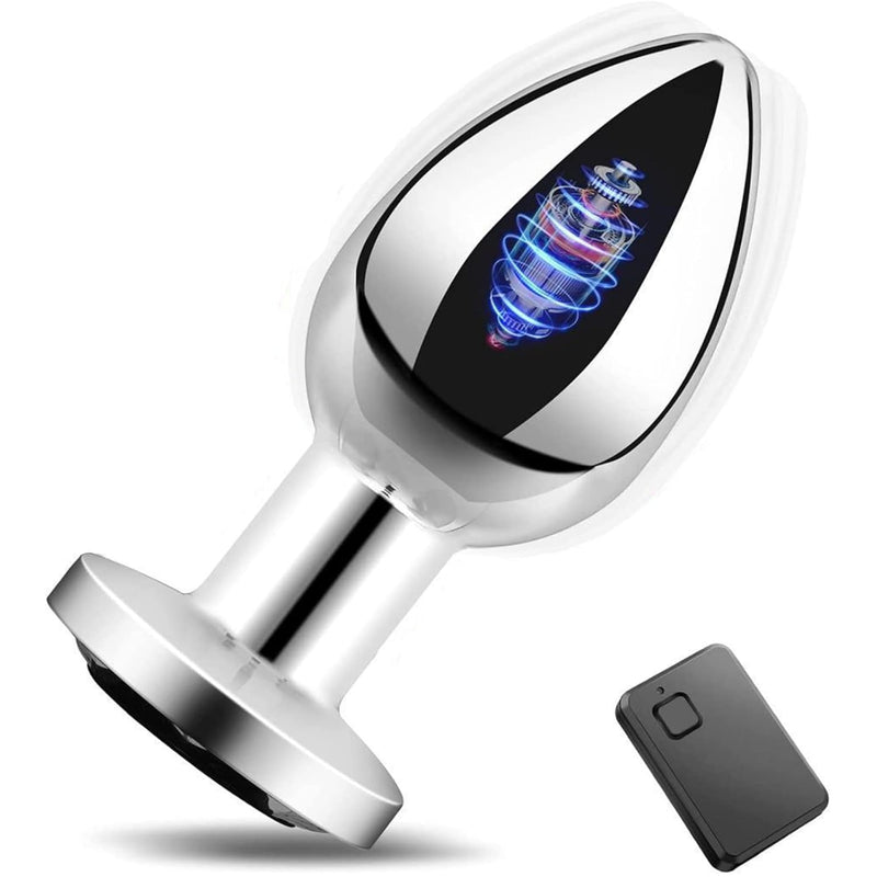 Remote Control Anal Plug Vibrating Stainless Steel Anal Plug With Jewel Base Vibration Anal Butt Plug Sex Toy(Silvery)
