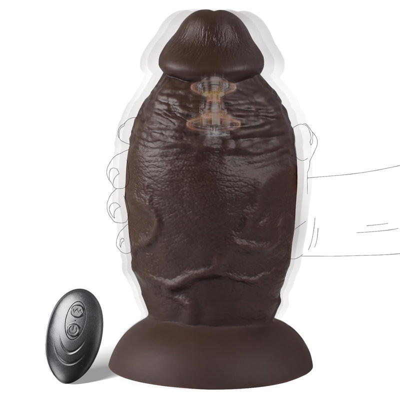 4'' Diameter Huge Thick Dildo Vibrator, 8.5 Inch Silicone Vibrating Black Dildo Huge Butt Plug With 7 Vibration Modes For G Spot Anal Stimulator, Fat Girthy Dildos Anal Toy For Advanced Men Women