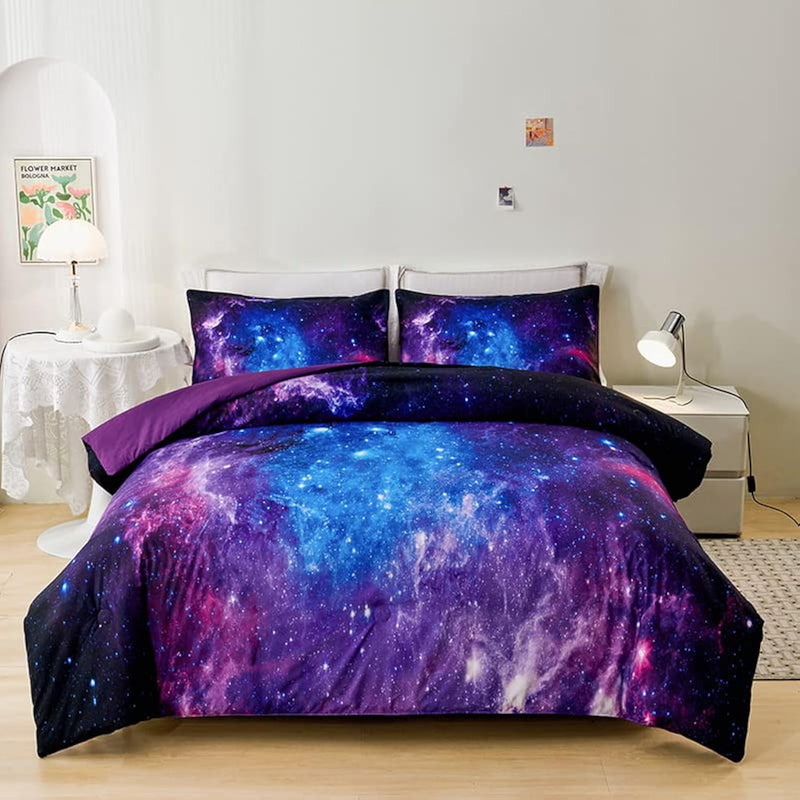 Purple Comforter Set For Girls,Galaxy Comforter Set For Boys Kids,Space Beddin