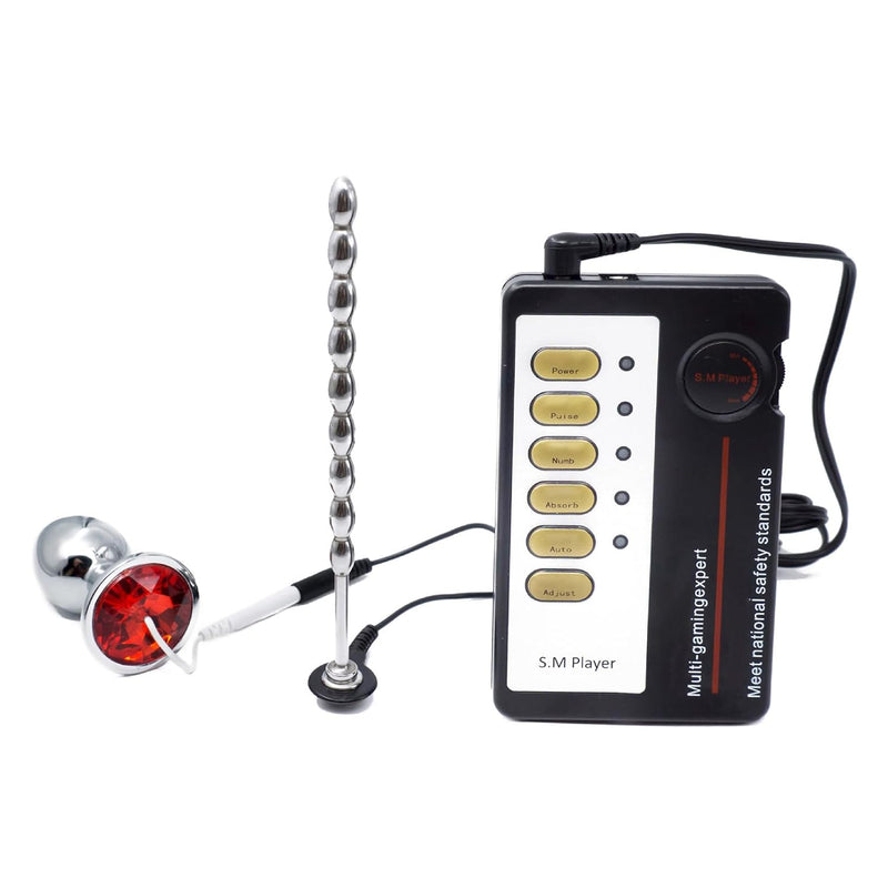 Adult Sex Toys With Dilator Urethra Sounds Electro Shock Anal Plug Stimulation Chastity Devices Metal Penis Plug Set With Host Adult Butt Bdsm Bondage Sex Toy For Men (S)