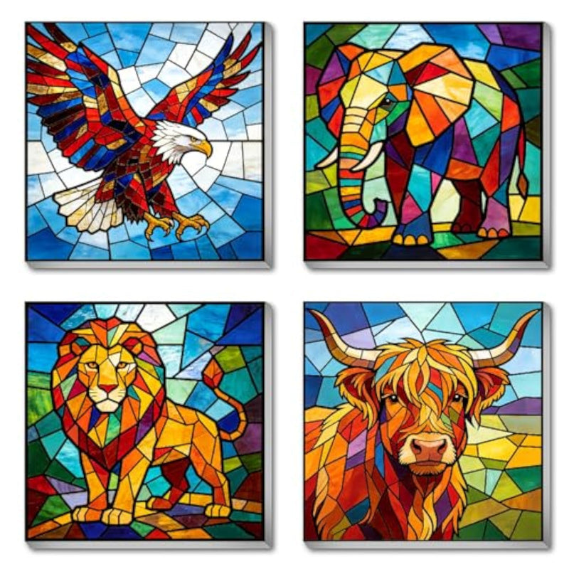 4 Pack Framed Paint by Numbers Kit for Kids Ages 8-12, Colorful Animal Canvas Art