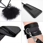 Bondage Restraint Set with Handcuffs, Ankle Cuffs, Blindfold & Tickler