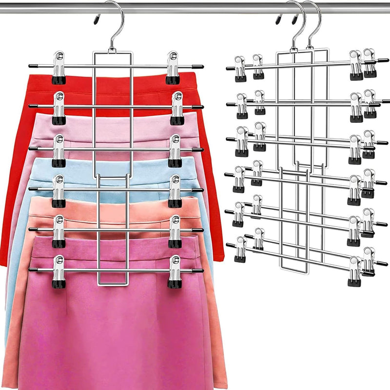 Hangers,Pants Hangers -6 Tiers Closet Organizer Clothes Hanger,Coat Hanger-Skirt