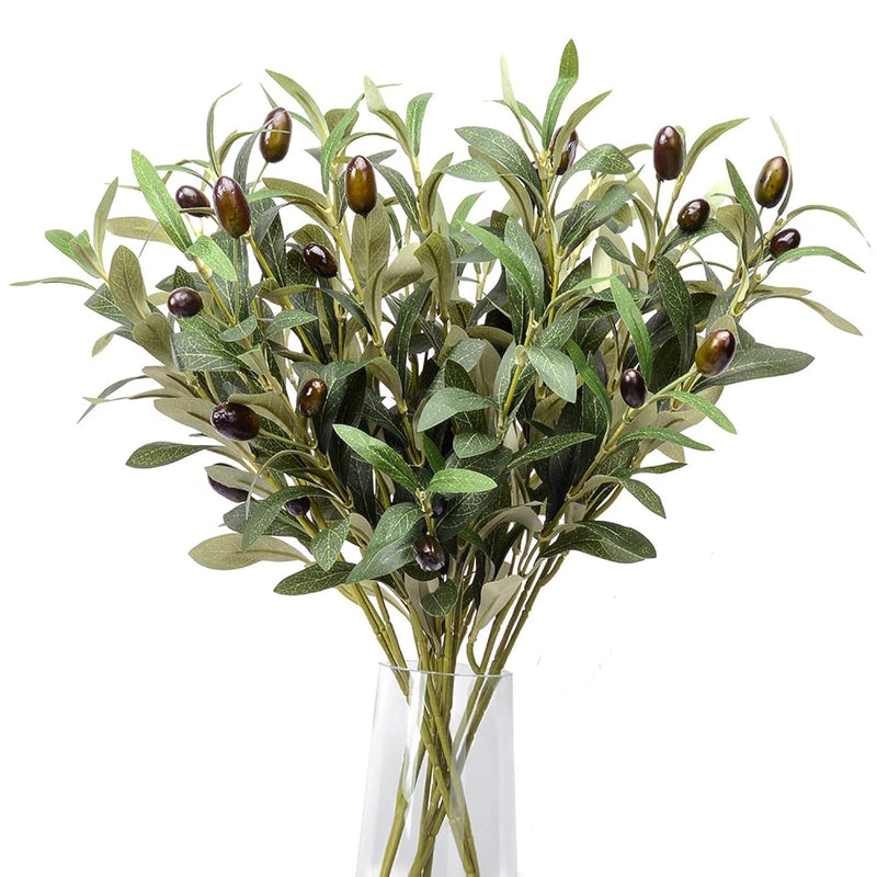 5 Pack Olive Branches Artificial Plants Greenery Stems Olive Leaves Fake Fruit