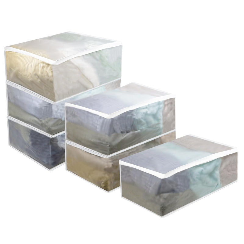 Set Of 6 Clear Clothes Storage Bags Large Thicken Clothes Organizer Bins For Bla