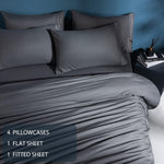 Bed Sheet Set Microfiber 1800 Threads Egyptian Super Soft Sheets 16-Inch Deep Pocket - Hypoallergenic - 6 Piece (Dark Grey, Queen)