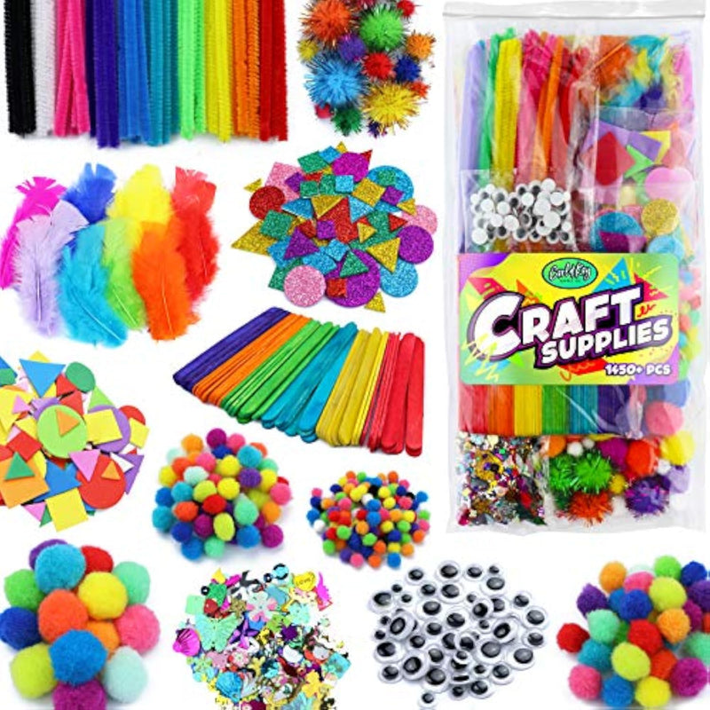 Arts & Crafts Supplies Kit for Kids Ages 4-8, Preschool & Kindergarten Activity Set