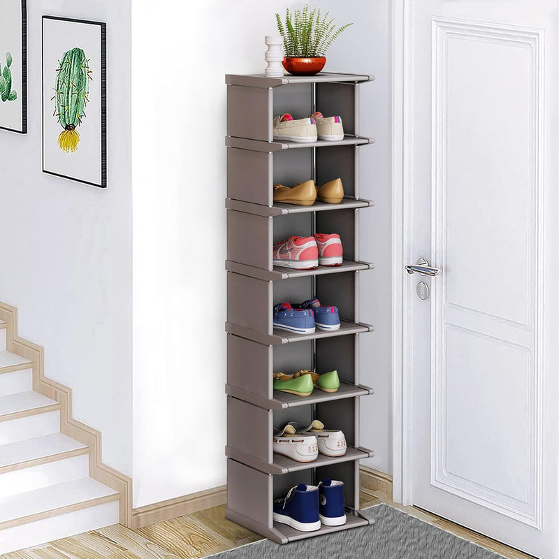 8 Tiers Shoe Rack - Vertical Narrow Shoe Shelf Storage Organizer Sturdy Space Sa