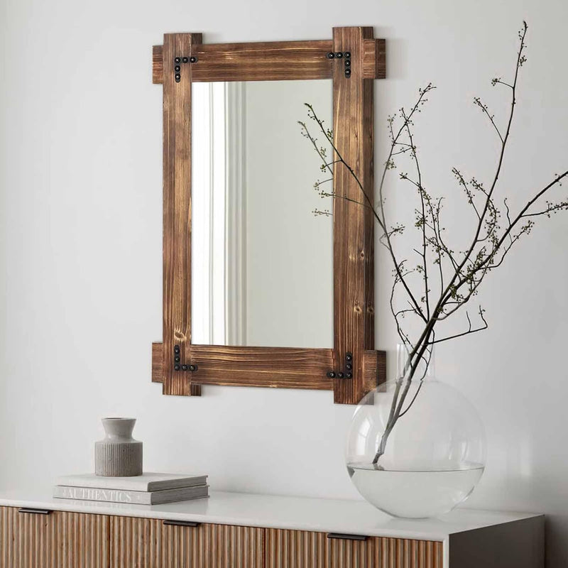 Rustic Mirror Wood Mirror For Bathroom, Decorative Framed Wall Mirror, Farmhou