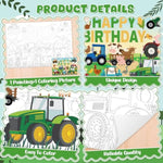 Giant Farm Tractor Coloring Poster, 43.3 x 29.5 Inch Farm Animal Coloring Tablecloth