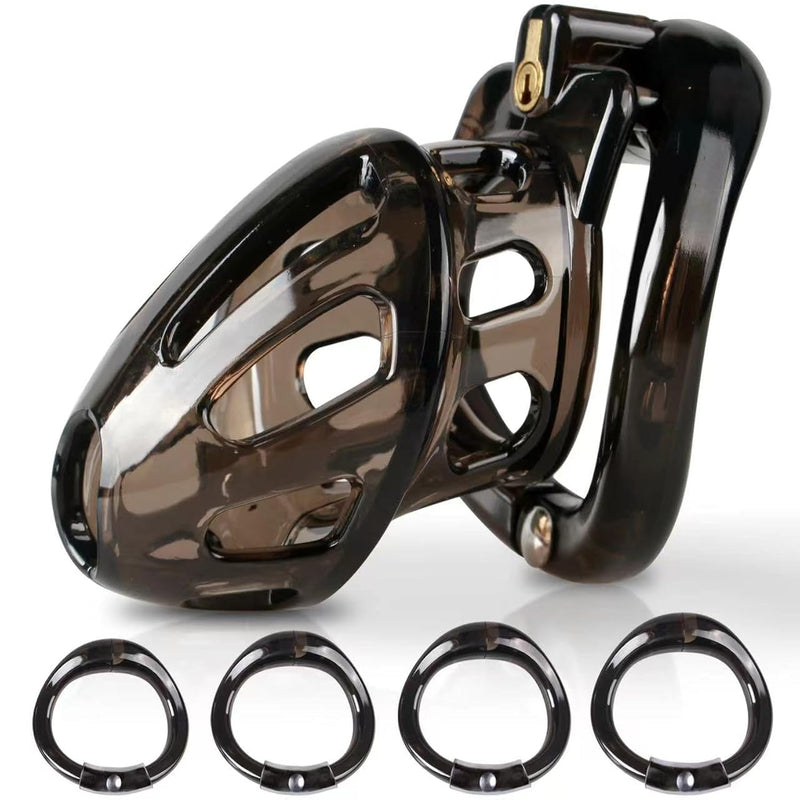 Male Chastity Cage - Lightweight Chastity Cage For Men With 4 Sizes Rings Chastity Device Adult Sex Toy For Man - Cock CageBlack