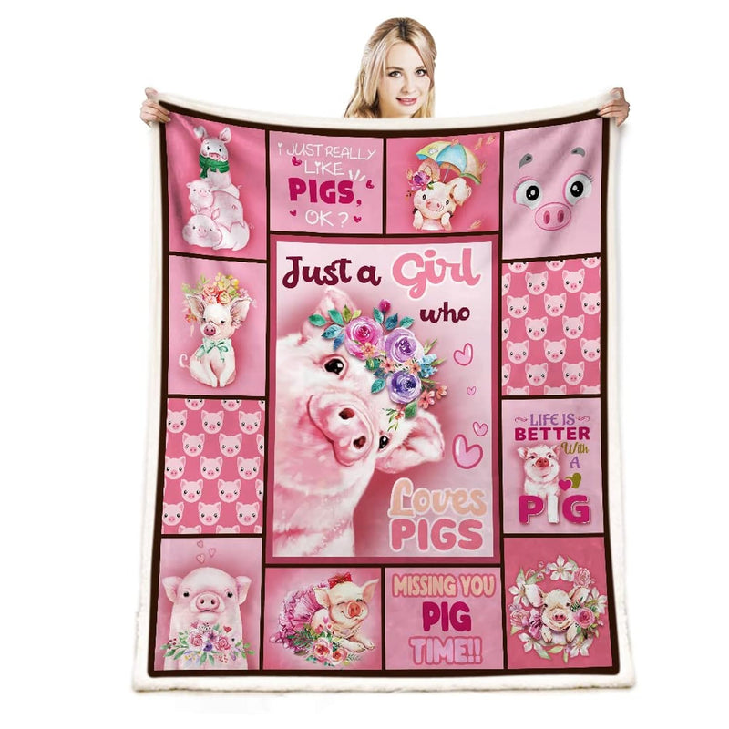 Pig Blanket,Pig Gifts For Pig Lovers Women,Cute Pig Gifts For Girls Throw Blan