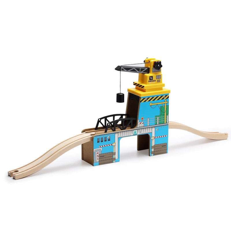 SainSmart Jr. Wooden Train Set Accessories, Magnetic Rotary Crane Set with