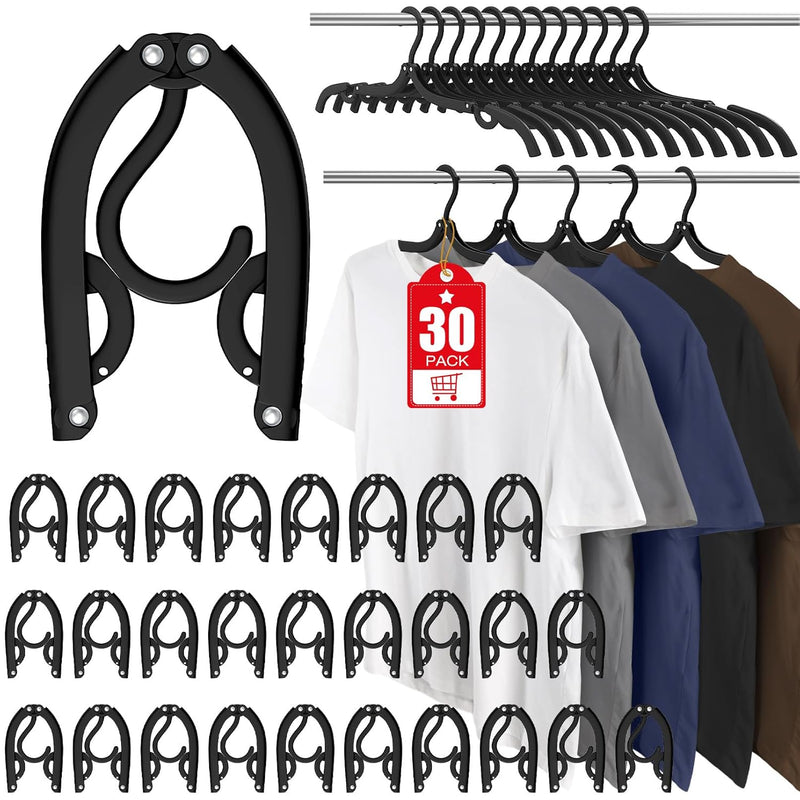 30 Pcs Travel Hangers Portable Foldable Travel Hanger Organizer, Plastic Travel