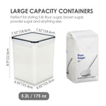 Large Food Storage Containers 5.2L / 176Oz, 4 Pieces Bpa Free Plastic Airtight Food Storage Canisters For Flour, Sugar, Baking Supplies, With 4 Measuring Cups And 24 Labels, Black