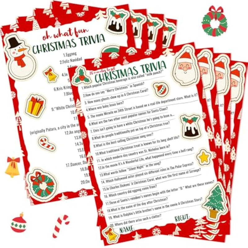 80 Pieces Christmas Trivia Games Question And Answer Cards Trivia Games For Family, Christmas Party Vacation Game Guessing Activity For Adults Kids Coworkers Groups Holiday Supplies
