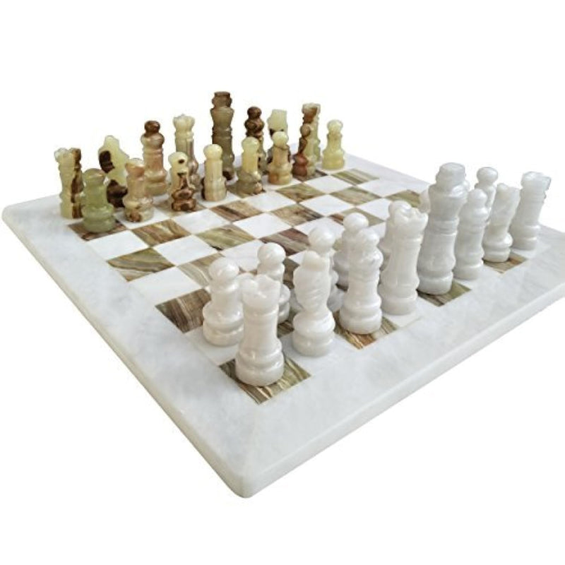 Handmade Staunton White And Green Onyx Marble Chess Board Game Set Best Boa