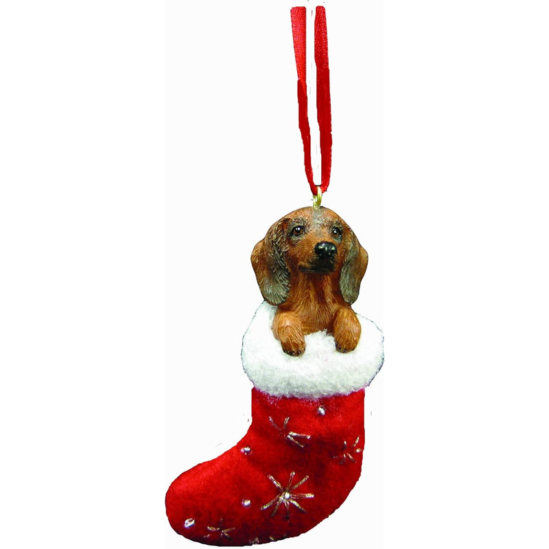 Dachshund Fabric Christmas Stocking Ornament With "Santa'S Little Pals" Hand P