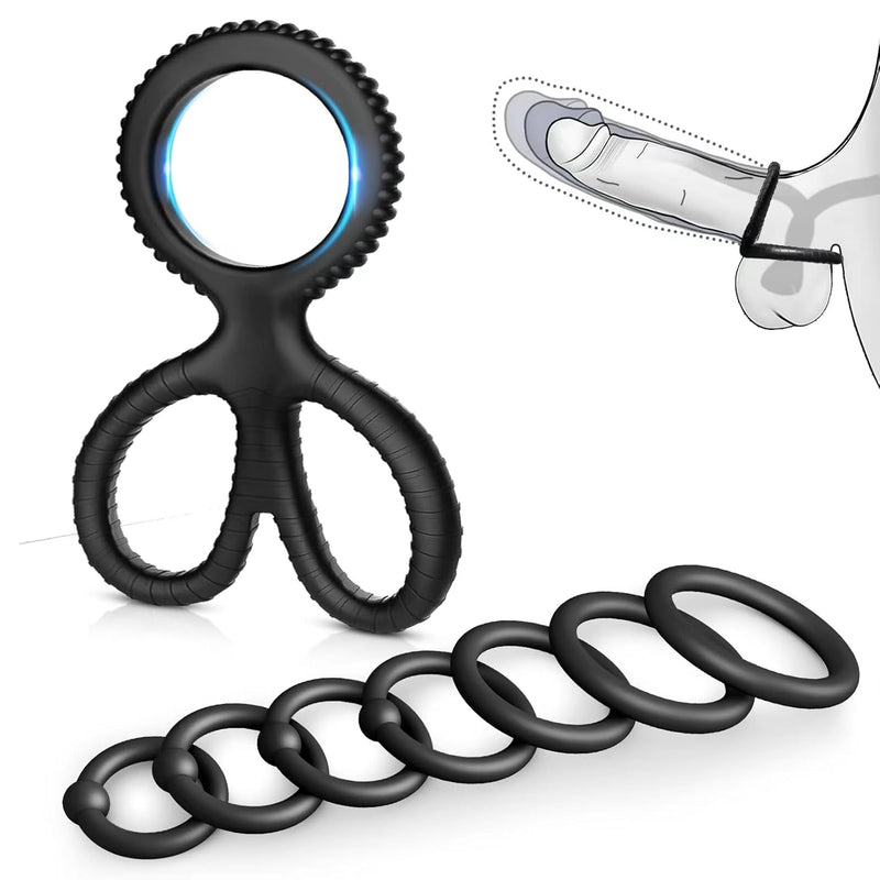 Penis Rings Set With 8 Different Sizes Cock Rings For Erection EnhancingLong Lasting Stronger Adult Sex ToySoft Stretchy Silicone Cock Ring For Men Couple Sexual Pleasure Enhancing Black