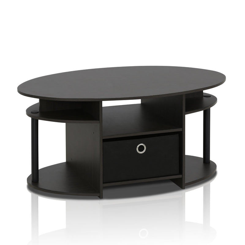 Jaya Simple Design Oval Coffee Table, Walnut