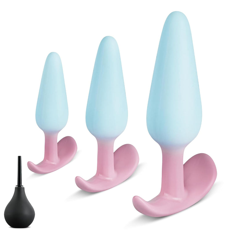 3Pcs Butt Plug Anal Training Kit - Anal Trainer Silicone Buttplug Set For Comfortable Long-Term Wear, Anus Stretcher Expander Kit For Beginner To Advanced, Sex Toys For Men Women Couple