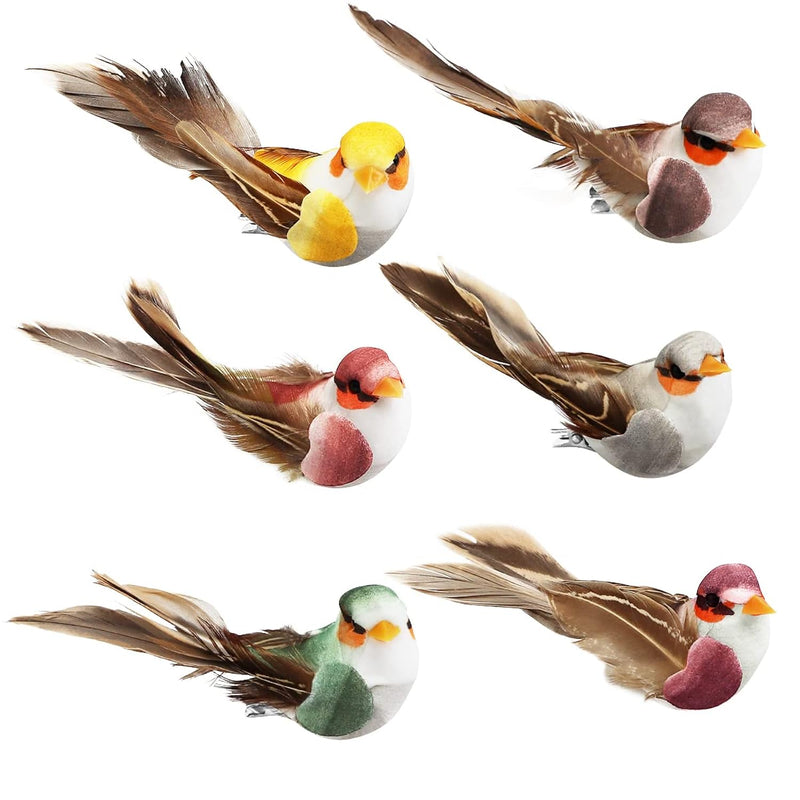 12Pcs Artificial Birds Small Birds For Crafts Clip On Floral Arrangement Wreat