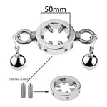 Metal Cock Ring For Men Penis Rings With 6 Cbt Spikes And Ball Pendant Adult Pleasure Chastity Sex Toys Sm Scrotum Stretcher For Male Training Devices (45Mm+2 Balls)