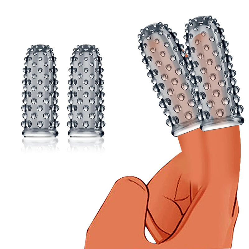 2Pc Finger Sleeves Vibrator Accessories, Masturbation Sleeve G-Spot Clitoral Stimulator Finger Sleeves, Soft Silicone Vagina Massage Stimulates Masturbator Adult Sex Toys For Women Couple Pleasure (A)