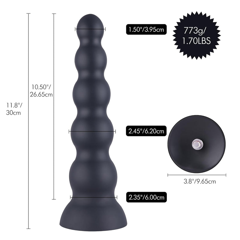 11.8” Silicone Butt Plug, 10.5” Insertable Anal Beads With 5 Smooth Balls, Balls Dildo With Kliclok System?L Size - Anal Pleasure