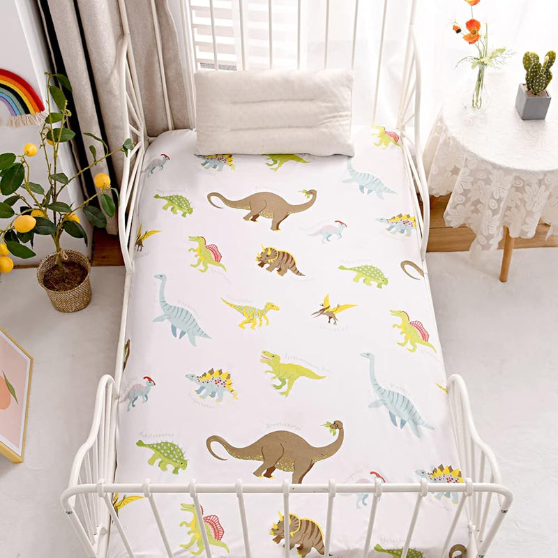 Bedding Fitted Sheet With Deep Pocket,Dino Printed Fabric Bed Sheets,Soft Dino