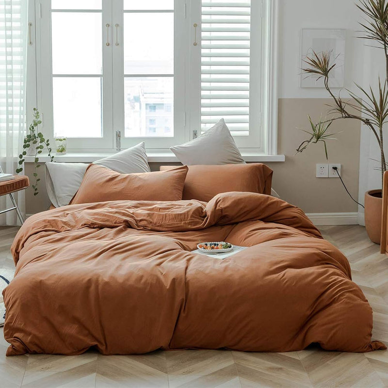 Jersey Knit Cotton Duvet Cover Pumpkin Caramel Duvet Cover King Luxury Soft Kn