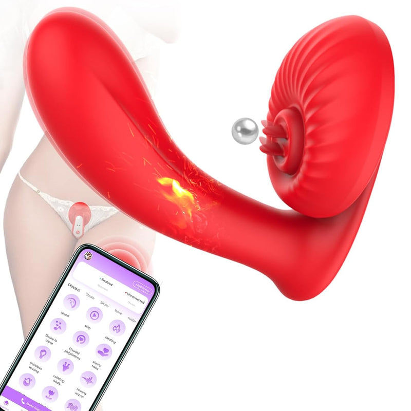 App Remote Control Vibrator Adult Sex Toys For Women & Games,Butterfly G Spot Vibrator Vibrating Panty With 10+ Licking & Vibrating Modes,Bluetooth Long Distance Couples Sex Toy (Red)