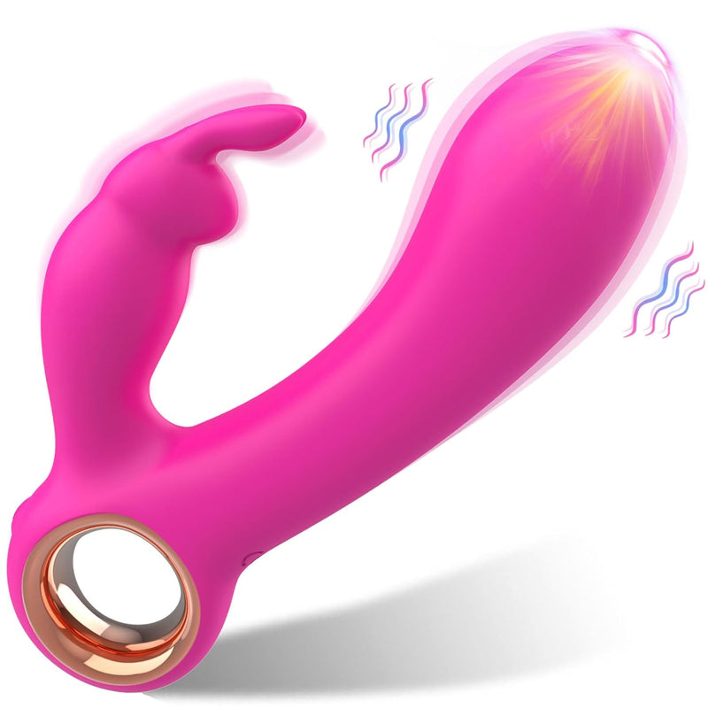 G Spot Rabbit Vibrator For Women - 2 In 1 Anal Vibrating Realistic Dildo Clitoral Stimulator Vibrators With 10 Powerful Vibrations Rose Sex Toy,Waterproof Adult Sex Toys Dildos For Women Couples Games