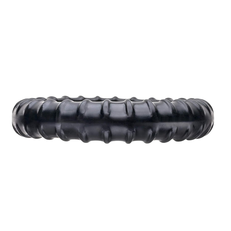 Perfectfit Brand Ribbed Ring Cock Ring, Pfblend, Tpr/Silicone Blend, Durable, Stretchy, Tight Fit, Black