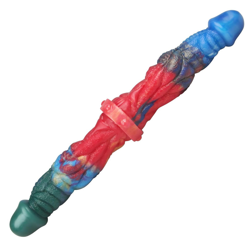 Double Ended Dildo Realistic Dual Side Penis Liquid Silicone Long Anal Plug G Spot Stimulation Prostate Massager Couple Gay Lesbian Adult Sex Toy & Games (Mixed Colors)