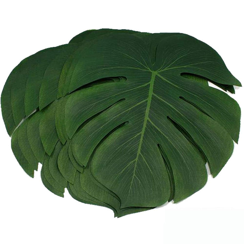 36Pcs Artificial Tropical Palm Leaves Large Size Bonus 2 Sheets/40Pcs Dot Glue