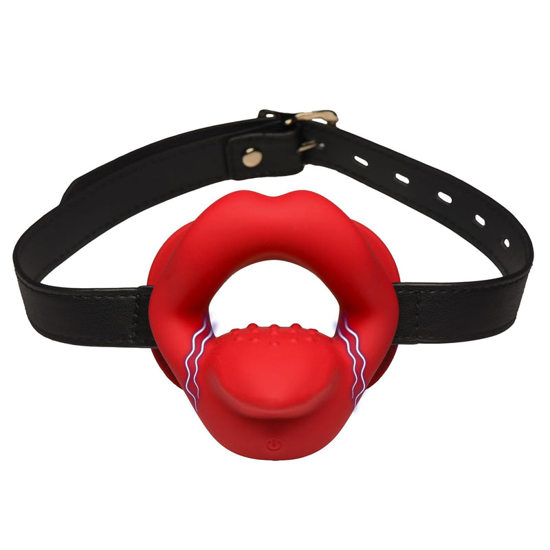 Vibrating Sissy Mouth Gag For Beginners, Men, Women, & Couples. Teeth Guard And Open Mouth Gag Design. Adjustable Strap. Waterproof And Rechargeable. 3 Pieces, Red & Black.