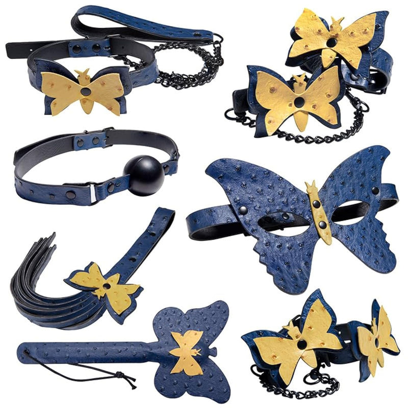 Sex Bondage Kits, Bdsm Restraint Toys 7Pcs, Handcuffs, Anklecuffs, Collars & Chains, Paddle, Ball Gag, Whip, Mask, Bondage Sets Restraint Kits For Couples