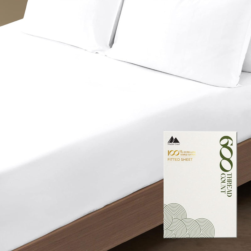 Premium Hotel Quality 1-Piece Cotton Fitted Sheet, Luxury Softest 600 Thread C