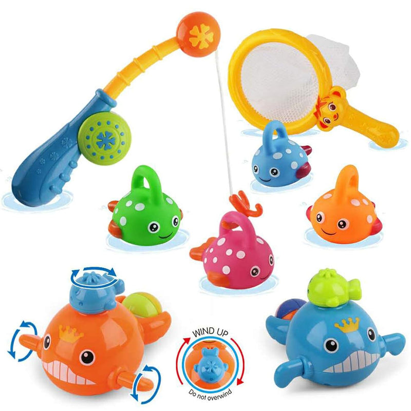 Dwi Dowellin Bath Toys Fishing Games Swimming Whales Bath Time Bathtub Toy