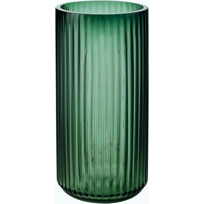 8 Inch Premium Thickened Green Glass Vase - Ribbed Glass Flower Vase For Rusti