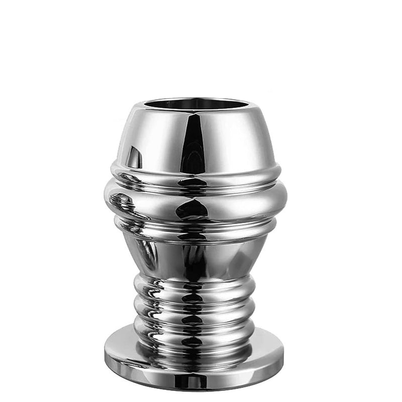 Sm Metal Anal Plug Enema Vaginal Flushing Hollow Anal Plug Anal Expansion Peep Sex Toys(L)