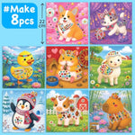 Cute Animal Theme Gem Sticker Kit for Kids - 800 Stickers, 8 Projects