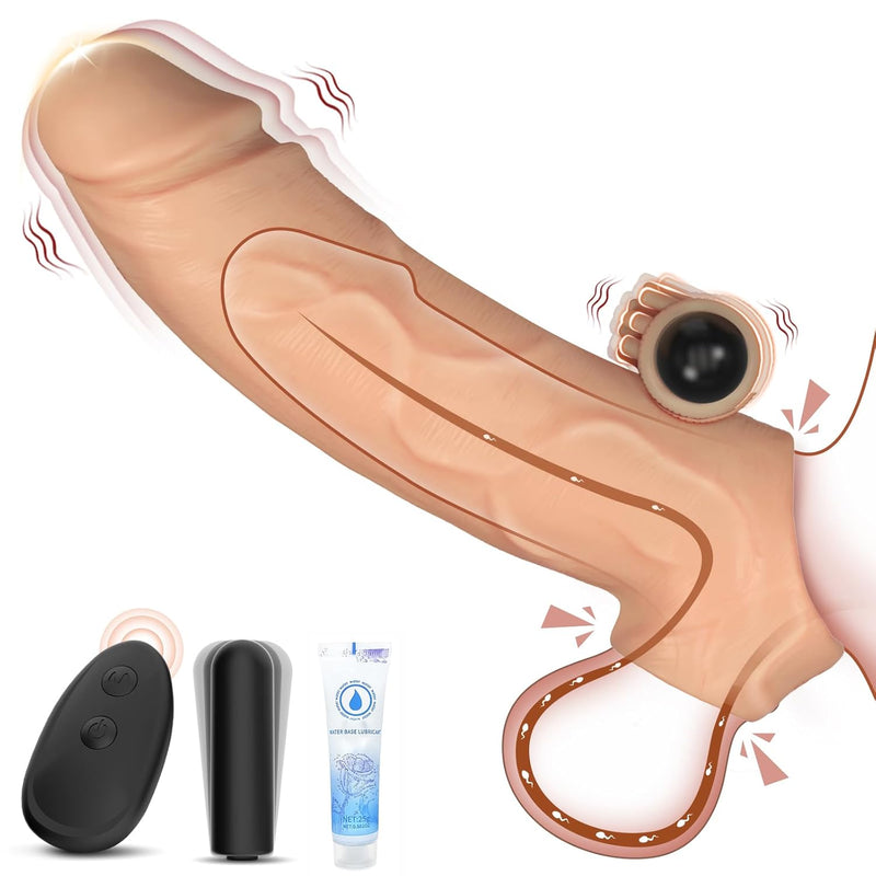 Penis Cock Rings For Men, Male Sex Toy, Reusable Penis Enlarge Sleeves Girth, Stronger Erection Enhancement Vibrating Cock Sleeve With Bullet Vibrator