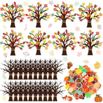 438 Pcs Fall Thanksgiving Craft Kit, DIY Thankful Tree Ornaments with Leaves & Squirrels