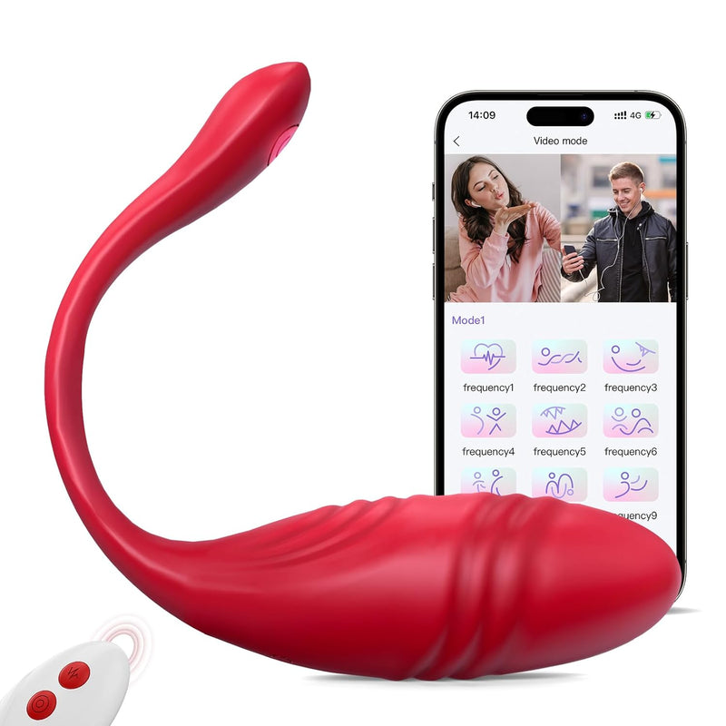 App Remote Control Vibrator, 3 In 1 Thrusting Egg Vibrator For Couple Women, Upgraded Long Distance Sex Toys With 9 Thrusting & Vibrating Modes, Mute Adult Toys Waterproof Vibrators, Red